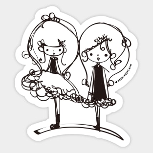 two doodle girls illustration Sticker